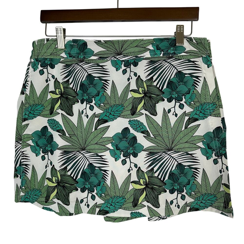 RipSkirt Hawaii Adjustable Wrap‎ Skirt Length 1 Green Floral Sz L Beach Resort